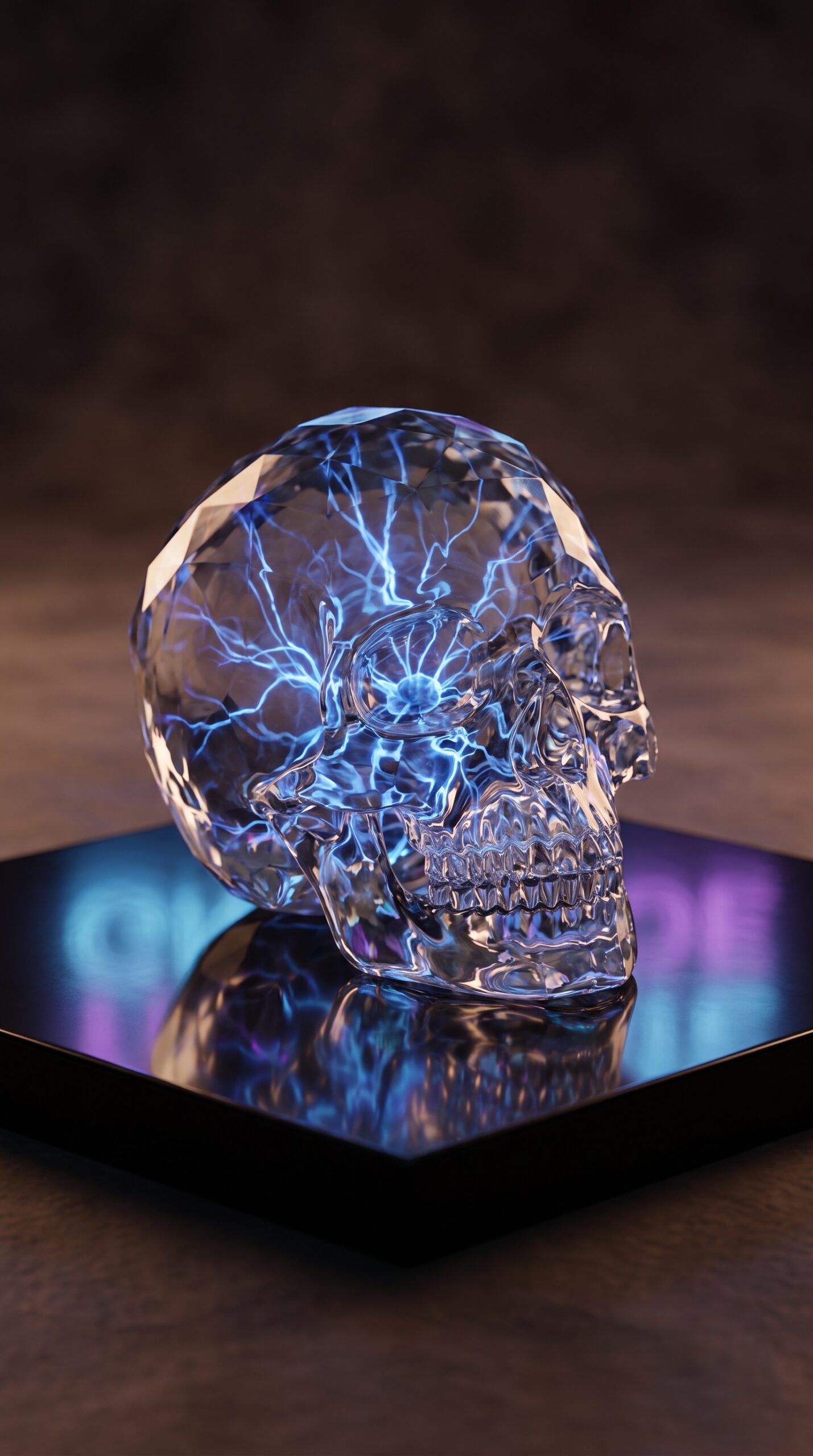 Neon Crystal Skull Wallpaper